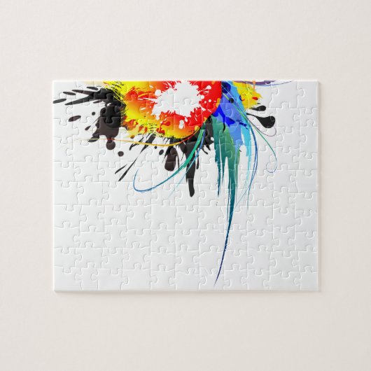 Abstrakter Wild Parrot Paint-Spritzer Puzzle (Horizontal)