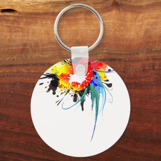 Abstrakter Wild Parrot Paint-Spritzer Schlüsselanhänger (Vorderseite)