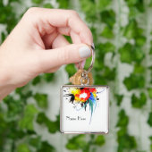 Abstrakter Wild Parrot Paint-Spritzer Schlüsselanhänger (Hand)