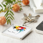 Abstrakter Wild Parrot Paint-Spritzer Schlüsselanhänger (Seite)