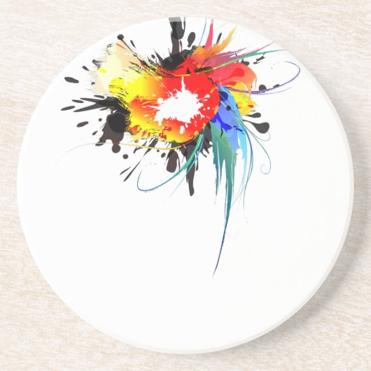 Abstrakter Wild Parrot Paint-Spritzer Untersetzer (Vorne)