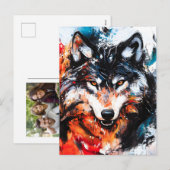 Abstrakter Wild Spirit Wolf Feiertagspostkarte (Vorne/Hinten)