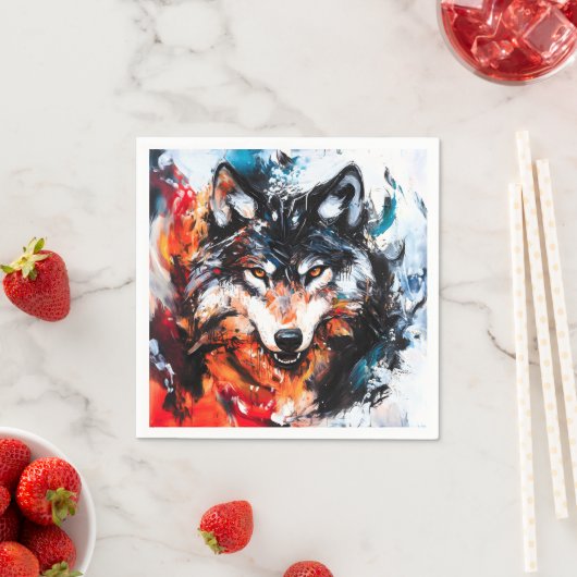 Abstrakter Wild Spirit Wolf Serviette (Beispiel)