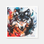 Abstrakter Wild Spirit Wolf Serviette (Vorderseite)