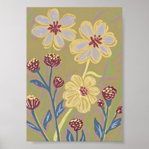 Abstrakter Wildblumen-Kunstdruck Poster