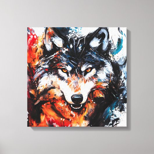Abstrakter wilder Geistwolf Leinwanddruck (Vorderseite)
