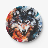 Abstrakter wilder Geistwolf Pappteller (Vorderseite)