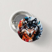 Abstrakter wilder Wolf-Geist Button (Vorne & Hinten)