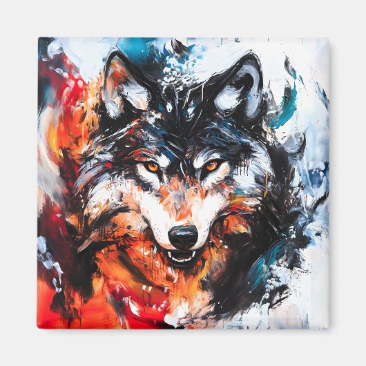 Abstrakter wilder Wolf-Geist Magnet (Vorne)