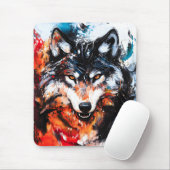 Abstrakter wilder Wolf-Geist Mousepad (Mit Mouse)