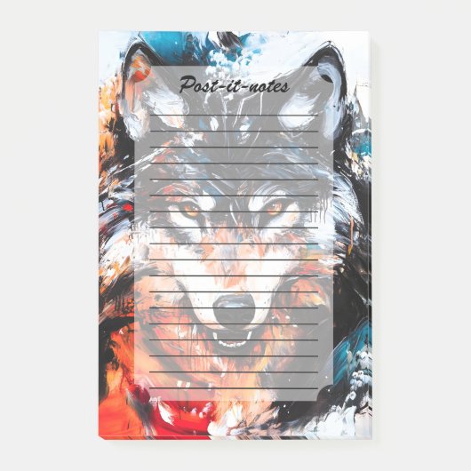 Abstrakter wilder Wolf-Geist Post-it Klebezettel (Vorderseite)