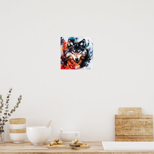 Abstrakter wilder Wolf-Geist Poster (Küche)