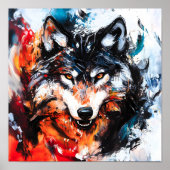 Abstrakter wilder Wolf-Geist Poster (Vorne)