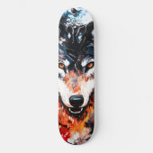 Abstrakter wilder Wolf-Geist Skateboard (Vorderseite)
