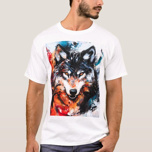 Abstrakter wilder Wolf-Geist T-Shirt (Vorderseite)