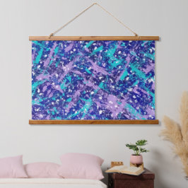 Abstrakter Winter Wandteppich Mit Holzrahmen