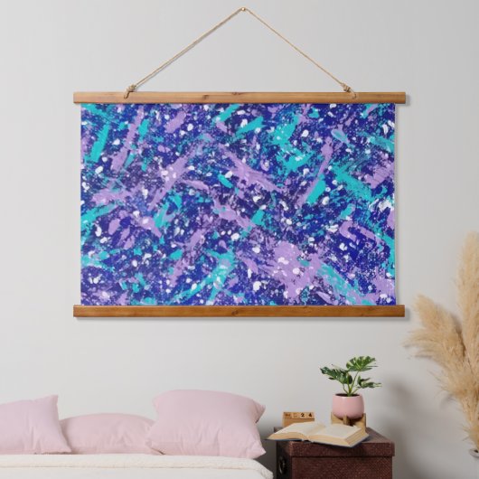 Abstrakter Winter Wandteppich Mit Holzrahmen (Schlafzimmer)