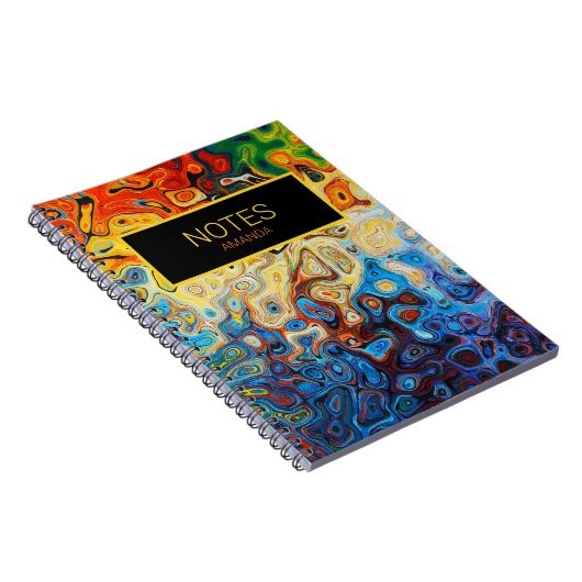 Abstrakter Wirbels-modernes gelb-orangees Notizblock (Rechte Seite)