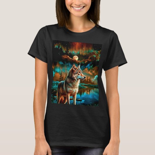 Abstrakter Wolf in Holz T-Shirt (Vorderseite)