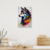 Abstrakter Wolf Portrait Art Poster (Küche)