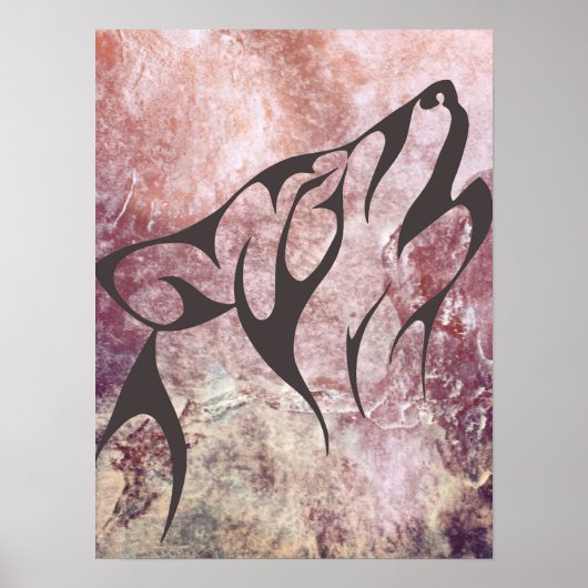 Abstrakter Wolf Print Poster (Vorne)