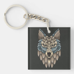 Abstrakter Wolf Schlüsselanhänger