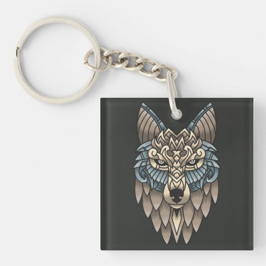 Abstrakter Wolf Schlüsselanhänger (Vorderseite)