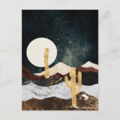 Abstrakter Wüstennächteloch mit Goldener Kaktus Postkarte (Vorderseite)