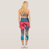 Abstrakter Yoga/Übung Hoch gebadet Capri Leggings (Rückseite)