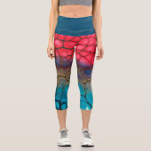 Abstrakter Yoga/Übung Hoch gebadet Capri Leggings (Vorderseite)