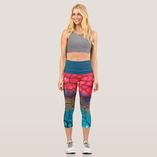 Abstrakter Yoga/Übung Hoch gebadet Capri Leggings (Vorderseite)