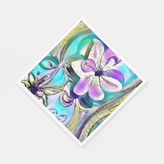 Abstrakter zeichn farbiger Blume Serviette (Ecke)