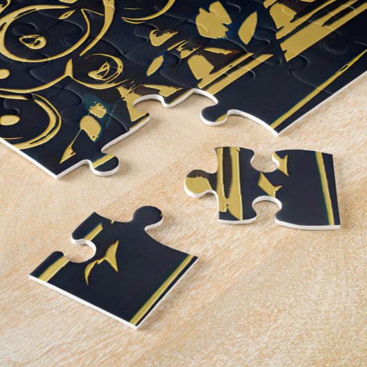 Abstrakter Zeichn von Menorah Gold Blue Puzzle (Seite)