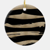 abstrakter, zeitgenössischer, schwarzer Goldpinsel Keramik Ornament (Hinten)