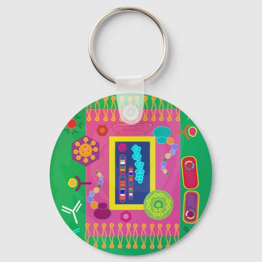 Abstrakter Zellbiologie-Stil Schlüsselanhänger (Vorderseite)