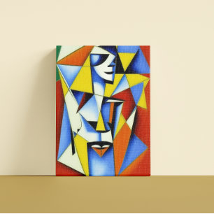 Abstrakter Zen-Cubist-Druck auf Leinwand