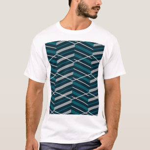 Abstrakter Zickzack: elegante vintage-geometrische T-Shirt