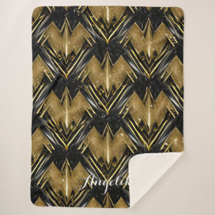 Abstrakter Zickzack Name Gold und Schwarz Sherpadecke