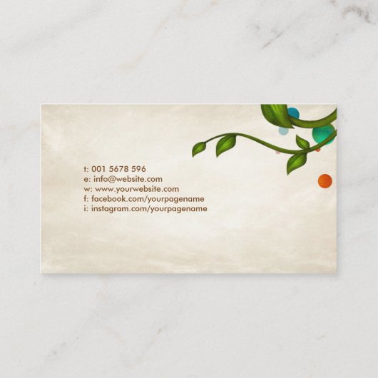 Abstrakter Zweig der Wasserfarben Visitenkarte (Rückseite)