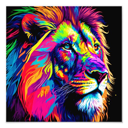 Abstraktes 3D-Lion-Portrait Digitale Kunst Fotodruck (Vorne)