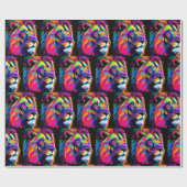 Abstraktes 3D-Lion-Portrait Digitale Kunst Geschenkpapier (Flach)