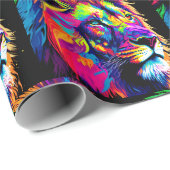 Abstraktes 3D-Lion-Portrait Digitale Kunst Geschenkpapier (Rolleneckpunkt)