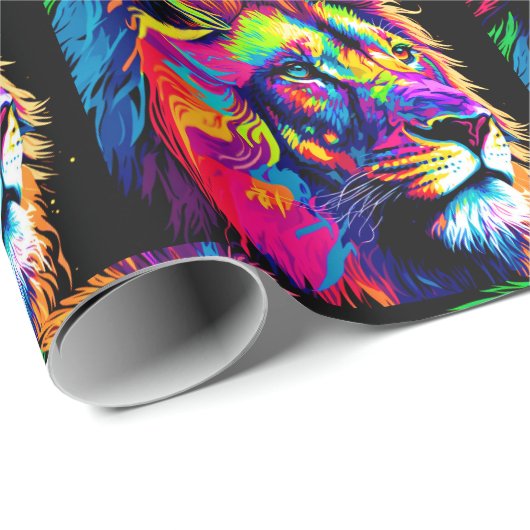 Abstraktes 3D-Lion-Portrait Digitale Kunst Geschenkpapier (Rolleneckpunkt)