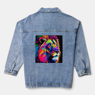 Abstraktes 3D-Lion-Portrait Digitale Kunst Jeansjacke