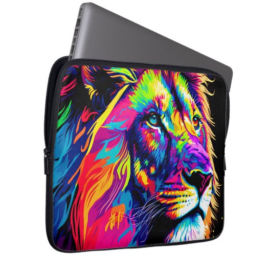 Abstraktes 3D-Lion-Portrait Digitale Kunst Laptopschutzhülle (Vorne Rechts)