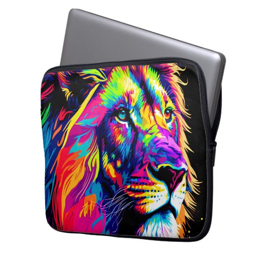 Abstraktes 3D-Lion-Portrait Digitale Kunst Laptopschutzhülle (Vorderseite Links)
