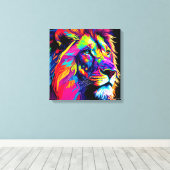 Abstraktes 3D-Lion-Portrait Digitale Kunst Leinwanddruck (Insitu (Holzboden))