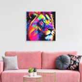 Abstraktes 3D-Lion-Portrait Digitale Kunst Leinwanddruck (Insitu (Wohnzimmer))