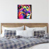 Abstraktes 3D-Lion-Portrait Digitale Kunst Leinwanddruck (Insitu (Schlafzimmer))