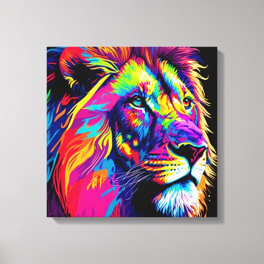 Abstraktes 3D-Lion-Portrait Digitale Kunst Leinwanddruck (Vorderseite)
